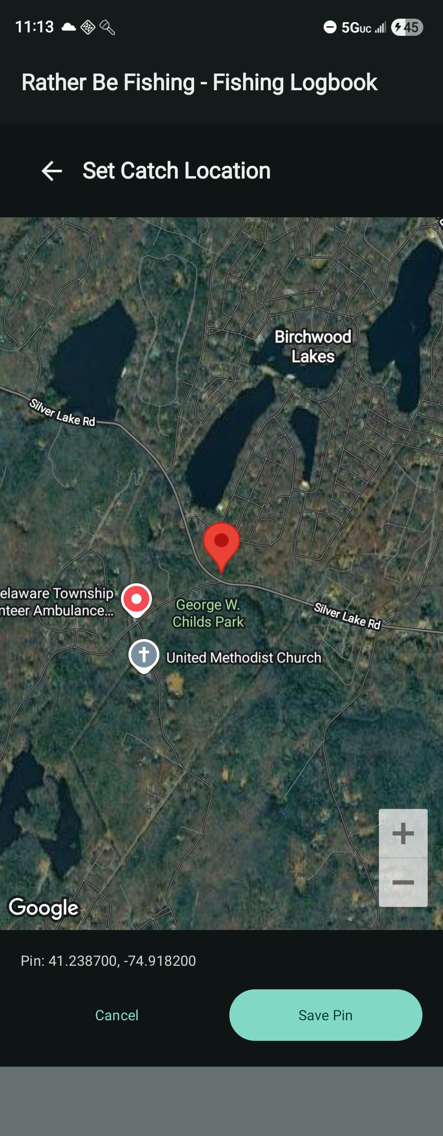 Satellite map pin picker screen