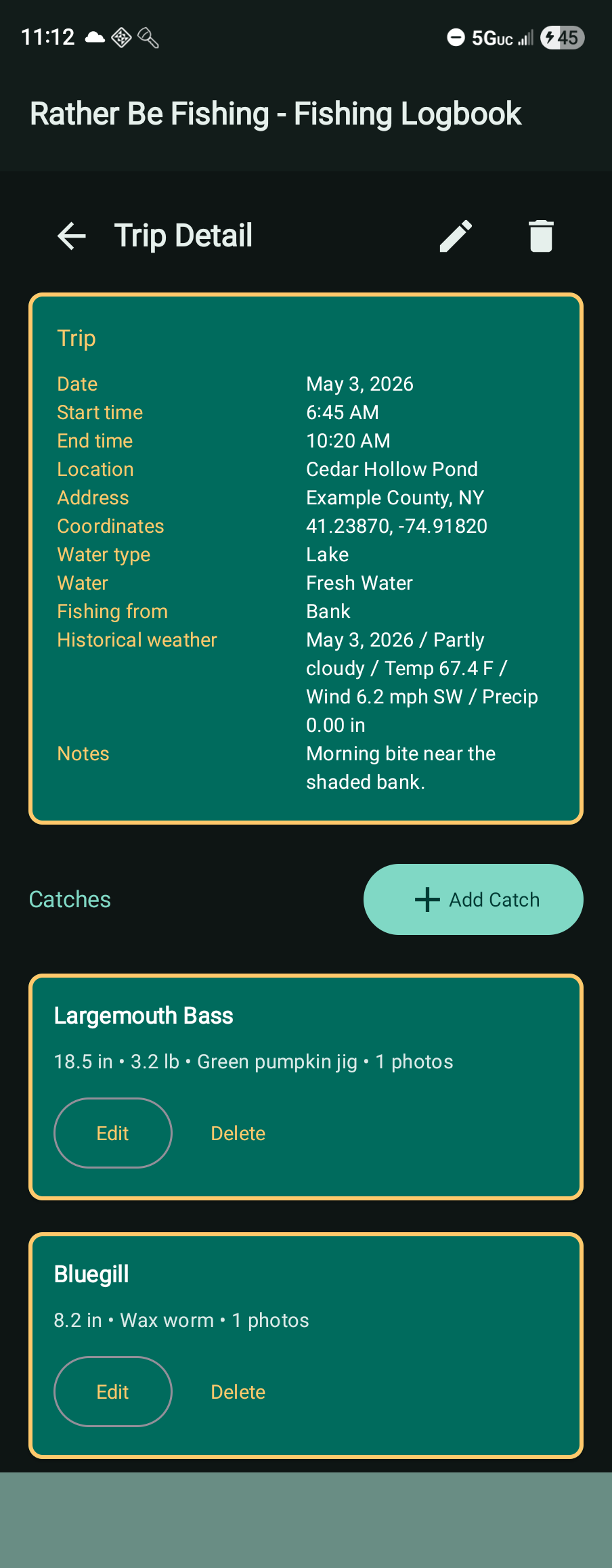 Trip detail screen